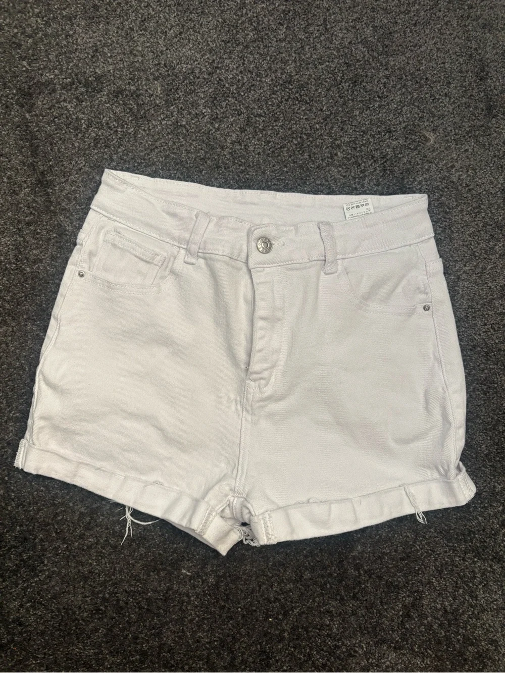 White Denim High-Rise Shorts